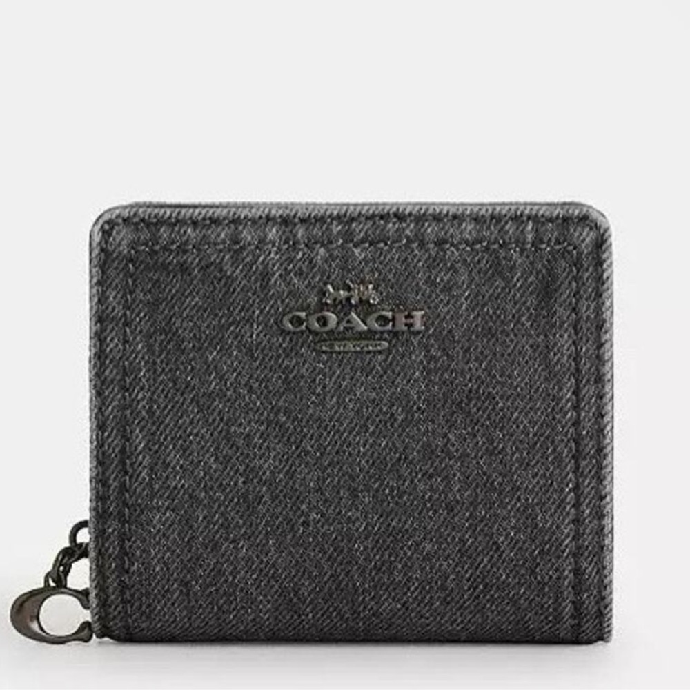 Coach Washed Grey Denim Snap Wallet
